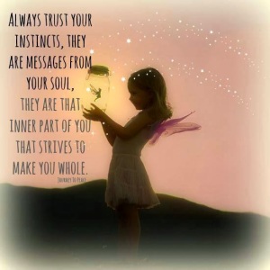Always trust your instincts they are messages from your soul